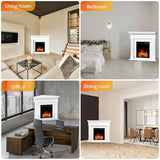 Xbeauty 44" Electric Fireplace with Mantel, Corner Freestanding Fireplace Heater with Realistic LED Flame & Remote, Adjustable Brightness, Overheat Protection for Living Room, Bedroom, Office，White Xbeauty