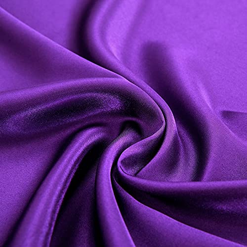 Homiest 4pcs Satin Sheets Set Luxury Silky Satin Bedding Set with Deep Pocket, 1 Fitted Sheet + 1 Flat Sheet + 2 Pillowcases (Full Size, Purple) Homiest