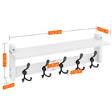 Homode Wall Shelf with Hooks, 24 Inch Coat Rack with Shelf, Farmhouse Entryway Floating Shelf with Tri Hooks, Coat Hanger with Storage for Bathroom, Entry Way, Mudroom, White Homode