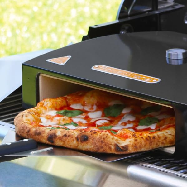 BakerStone Outdoor Pizza Oven, 12" Pizza Oven for Grill Top 5-sided Stone Baking Chamber with Wood Pizza Peel, Turning Peel For Backyard Patio Camping Barbecues, Basic Series BakerStone