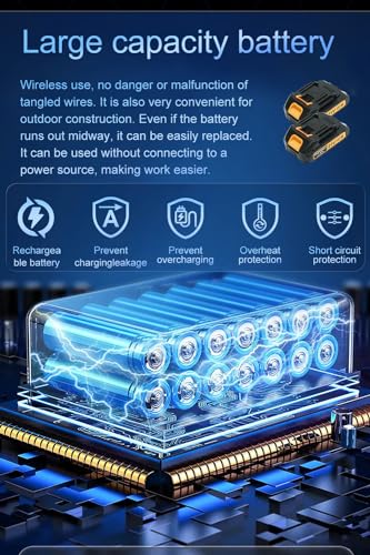 Cordless Reciprocating Saw, 2.0Ah Battery x2, Cordless Variable Speed, Blades Kit for Wood/Metal/PVC Cutting Yellow SKOVENSY