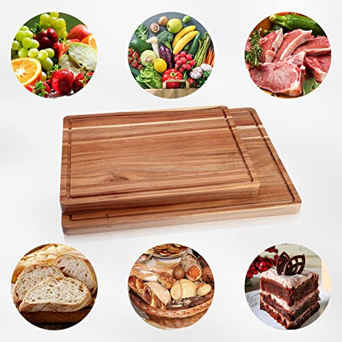 Extra Large Acacia Wood Cutting Board, 24x18 Inch Large Butcher Block Chopping Board with Handle and Juice Groove, Carving Board for Turkey, Meat, Fashionwu