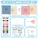 ACRNIGHEET 5PCS Embroidery Kit for Beginners Embroidery Flower Sewing Pre Printed Pattern Embroidery Starter Kit with Instructions, Including 5 Stamped Embroidery Cloth and Various Accessories