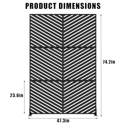 72" h × 47" w Outdoor Privacy Screen, Laser Cut Metal Garden Divider Panel with Tropical Leaf Design, Freestanding Weatherproof Privacy Fence for Patio Deck Backyard Balcony PeakPursuit