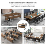 Mobile Conference Table,Modular Meeting Seminar Table,Portable Rolling Conference Training Table with Silent wheels,Folding Flip Top Conference Room Tables for Office,Classroom,Meeting (8pcs, 47.2in) Relgix