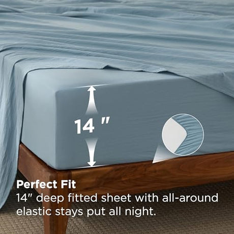 Bedsure King Size Comforter Set, Dusty Blue Soft Prewashed Bedding for All Seasons, 7 Pieces Warm Winter Down Alternative Bed Set, Fluffy Bed in a Bag with Sheets, Pillowcases & Shams Bedsure