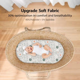 Unnivoll Baby Bassinet Sheets Girl Boy, Fitted Bassinet Sheet Set 3 Pack Bassinet Mattress Sheets Universal Fit for Rectangle, Round, Oval, Hourglass Mattress, Soft Breathable Green & Apricot Lion Unnivoll