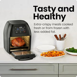 CHEFMAN Multifunctional Digital Air Fryer+ Rotisserie, Dehydrator, Convection Oven, 17 Touch Screen Presets Fry, Roast, Dehydrate, Bake, XL 10L Family Size, Auto Shutoff, Large Easy-View Window, Black Chefman