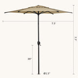 Abba Patio 7.5FT Lyon Outdoor Patio Umbrella Outdoor Table Umbrella with Push Button Tilt and Crank Market Umbrella 6 Sturdy Ribs UV Protection Waterproof for Garden Deck Backyard Pool Tan Abba Patio