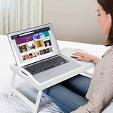 Breakfast Tray Table with Folding Legs Serving Tray Bamboo Dinner Trays for Platter Laptop Desk Bed Table Kitchen Serving Tray Snack Trays Large Size (White Large) Artmalle