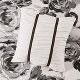 Intelligent Design Dorsey Comforter Reversible Flower Floral Botanical Printed Ultra-Soft Brushed All Season Bedding-Set, Full/Queen, Black/White 5 Piece Intelligent Design