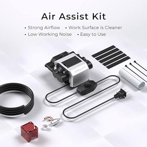 Creality Air Assist Kit for Laser Engraver Falcon 10W, 22L/min Airflow Air Assist Pump for Laser Cutter and Engraver, Clean Surface Smooth Edge, Remove Smoke/Dust, Protect Laser Lens Creality