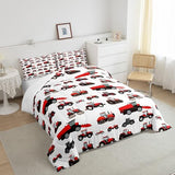 Erosebridal Red Tractor Comforter Set Twin Size Heavy Equipment Truck Down Comforter Kids Boys Girls Teens Harvester Tractor Bedding Set Construction Excavator Farm Equipment Quilt Set Erosebridal