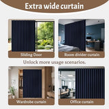KNEOQIT Extra Wide Room Divider Blackout Curtains with Hooks, Thermal Insulated Drapes for Living Room, Bedroom, Sliding Door, Large Windows Navy Blue(1 Panel, 100" W x 84" H) KNEOQIT