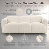 Sierra Modern 83 in. Ivory Boucle Handcrafted Contemporary Sofa for Living Room or Couch for Family Room with Rounded Arms Armen Living