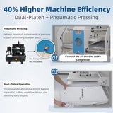 16x24 Commercial Pneumatic Sliding Auto Heat Press with 4 Magnetic Positioning, 2kw, 284lbs, Dual Platen Design,Auto Upsliding Heat Press for T-Shirts, Sublimation Printing, (4 Positioning) Eonvest