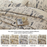 JANZAA Twin Quilt Beige Quilt Bed Spread Boho Quilt with Floral Pattern Microfiber Quilts Set 2 Pieces Lightweight Comforter Reversible Bedding Set,1Quilt 66x90 inches,1 Pillowcase JANZAA
