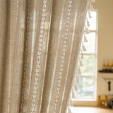 Sutuo Home Boho Door Curtains for Doorway, Bohemian Semi Blackout Curtains Privacy Embroidery Drape Decor for Temporary Room Dividers Bedroom Living Room, Rod Pocket 1 Panel 37" W x 80" L, Natural Sutuo Home