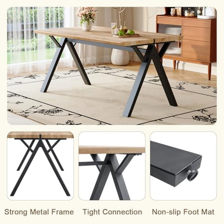 10FT Office Desk｜126in Office Computer Desk｜1.5in Thick Wooden Tabletop with Chamfered Corner｜Black A-shaped Metal Frame｜Sturdy and Stable｜Easy Assembly｜Easy To Clean｜for Home Office, Conference Room KitDans