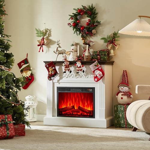 Electric Fireplace with Mantel, 40" Electric Fireplace, Fireplaces Entertainment Center, Fireplaces TV Stand with 23" Insert Heater with 3D Flame for Living Room, 1400W/750W LIDYUK