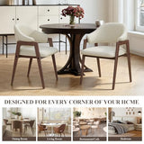 MALOL Wooden Dining Chairs Set of 6, Modern Fabric Upholstered Dining Room Chair, Kitchen Side Chairs, Farmhouse Dinner Chair with Curved Open Back for Kitchen, Beige MALOL