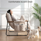 HavBeat Comfy Accent Chair Cozy Reclining Sleeper Oversized Recliner Arm Chairs for Living Room Modern Lounge Armchair with Wood Armrests Sturdy Upholstered Single Sofa for Bedroom Home Office