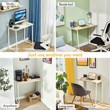 WOHOMO Folding Desk, Small Foldable Desk 31.5" for Small Spaces, Space Saving Computer Table Writing Workstation for Home Office, Easy Assembly, Oak WOHOMO