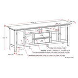 SIMPLIHOME Redmond SOLID WOOD Universal TV Media Stand, 72 Inch Wide, Transitional, for Flat Screen TVs up to 80 Inch in Brunette Brown SIMPLIHOME