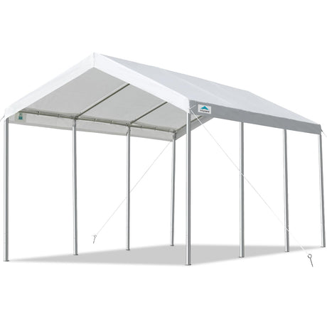 ADVANCE OUTDOOR 10x20 ft Heavy Duty Carport, Adjustable Height Garage Car Canopy Party Tent Boat Shelter, White ADVANCE OUTDOOR