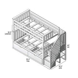 Max & Lily Twin Bunk Bed with Staircase and Storage Drawers, Underbed, White Max & Lily