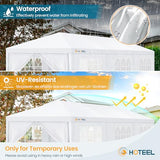 HOTEEL 10'x30' Canopy Party Tent with 6 Removable Sidewalls, Outdoor Event Tent for Weddings, BBQ, Parties, Patio Camping Gazebo, Waterproof, White Hoteel