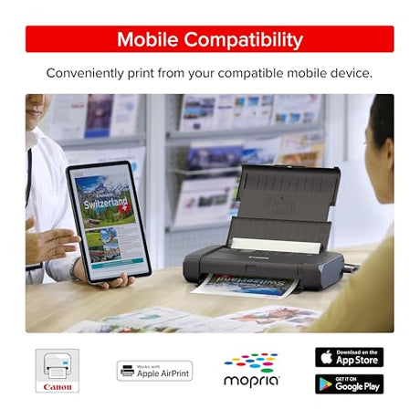 Canon PIXMA TR160 Wireless Portable Printer, 50-Sheet Paper Tray and 1.44" Display Canon