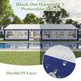 AMERLIFE 20 x 40 FT Party Tent with Rolled Sidewalls, Heavy Duty Wedding Tent for Party Outside with Zinc Alloy Tube & Spiral Stakes, Waterproof Event Shelters, White & Blue AMERLIFE