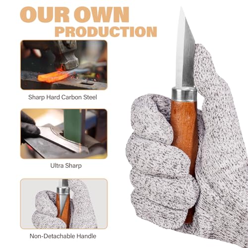 17-in-1 Wood Carving Kit - Wood Carving Tools Set -Wood Carving Knife Set, Whittling Knives Kit, Woodworking Kit Wood Carving Tools Set with Large Wood Boxes for Crafts (Black) Marvero
