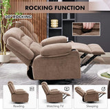 Rocker Recliner Chair with Heat and Massage, 360° Swivel Nursery Rocking Chairs for Adults, Oversized Recliner Single Sofa Seat with Cup Holders, Lazy Boy Recliner Single Sofa (Manual, Brown)
