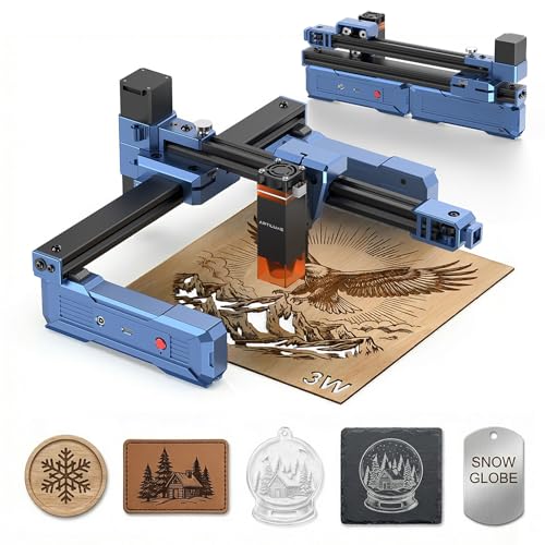 Artilume T1 Laser Engraver 3000mW, Foldable Design Laser Engraving Machine, 0.01mm Precision, Large Working Area 200*150mm for Wood Leather Acrylic and More, Best for Beginners Small Business Class 1 Artilume