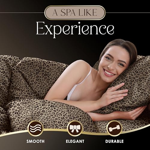 Martex Elegance 3-Piece Satin Sheets - Twin Size Luxury Hotel Quality Set - Leopard Print, Silky Soft & Smooth Martex