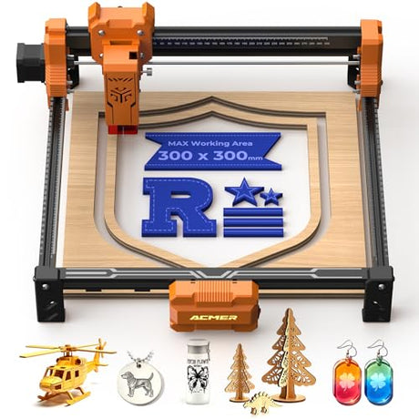 ACMER S2 Laser Engraver Machine for Beginners, 7W Laser Cutter Engraver for Tumbler, Wood & Acrylic, 300x300mm Working Area, 0.01mm Precision, 10000mm/min for DIY, Gifts & Small Business ACMER