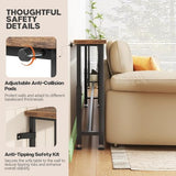 SEFILENCE 102.4’’ Narrow Console Table with 26"–34" Height Adjustable, Behind Couch Table Skinny with 2 Power Outlets and USB Ports, Long Sofa Tables for Living Room and Small Spaces, Rustic Brown SEFILENCE