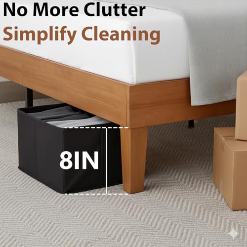 Sweetcrispy Solid Wood Bed Frame - Twin Size Mattress Foundation with Headboard, No Box Spring Needed with 1100LBS Sturdy Wooden Slats Support, Noise Free, Easy Assembly Sweetcrispy