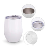 PYD Life Sublimation Blanks Wine Tumbler Cups White 12 OZ Stainless Steel Insulated Stemless Tumbler Sublimation Mugs,Cups 6 Pack PYD Life