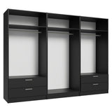 Madesa 6 Doors 4 Drawers Wardrobe Set Armoire Closet Bedroom Storage Cabinet with Shelves and Hanging Space 94" L Wooden Clothing Organizer Unit (Black) Madesa