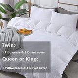 AveLom White Duvet Cover King (104 x 90 inches), 3 Pieces (1 Duvet Cover + 2 Pillow Cases), Seersucker Textured Ultra Soft Washed Microfiber, Textured Duvet Cover with Zipper Closure, Corner Ties AveLom