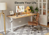 FEZIBO Standing Desk, 55 × 24 Inches Electric Height Adjustable, Sit and Stand Up, Computer Office Desk with Splice Board, Light Rustic FEZIBO