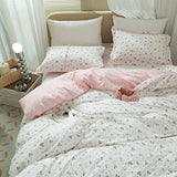 Floral Girls Duvet Cover Full Size 100% Cotton Pink Floral Duvet Cover Chic Garden Style Botanical Flower Bedding Set Lightweight Soft Aesthetic Floral Comforter Cover with 2 Pillowcases, No Comforter LifeTB