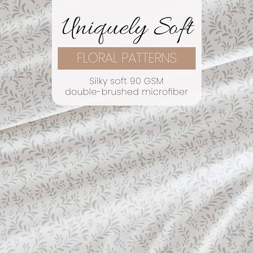 Linen Market 4 Piece King Size Sheets (Gray Vines) - Sleep Better Than Ever with These Ultra-Soft & Cooling King Sheets for Your King Size Bed - Deep Pocket Fits 16" Mattress