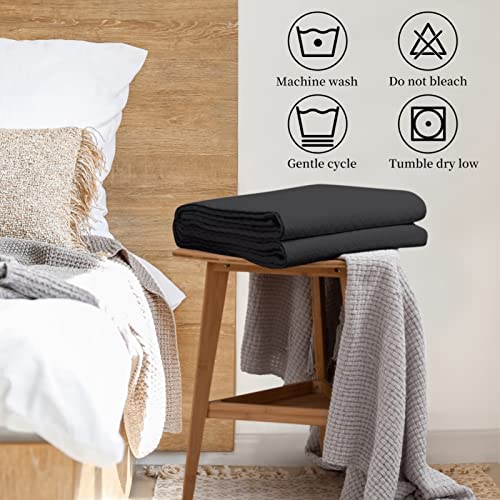 HollyHOME Luxury Checkered Super Soft Solid Single Pinsonic Bed Quilt Bedspread Bed Cover, Black, Twin HollyHOME