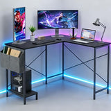 Sagenest L Shaped Desk, 50 Inch Reversible Computer Desk Corner Gaming Table with CPU Stand & Storage Bag, Sturdy Metal Frame PC Workstation for Home Office SageNest