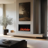 PuraFlame Herman 36 Inch Smart Linear Electric Fireplace - Premium Flame with 9 Colors, Clean Design, Recessed in-Wall or Wall-Mount or Free Standing, Compatible with Alexa and Google Assistant PuraFlame