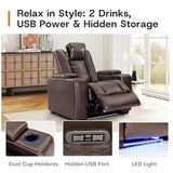 ANJ Power Home Theater Seating Set of 2, Faux Leather Electric Recliner Chair with Adjustable Headrest, Dual Motors Movie Reclining Chairs with LED Lights,USB Port,Cup Holders, Hidden Arm Storage